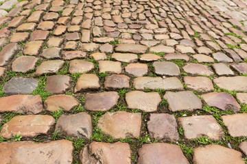 Old square paved with large cobblestones