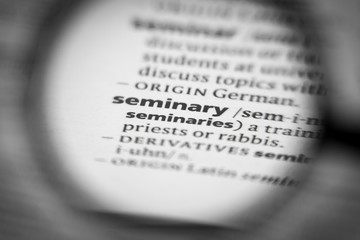 Word or phrase seminary in a dictionary.