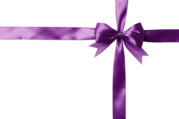 Lilac bow and ribbon on a white background