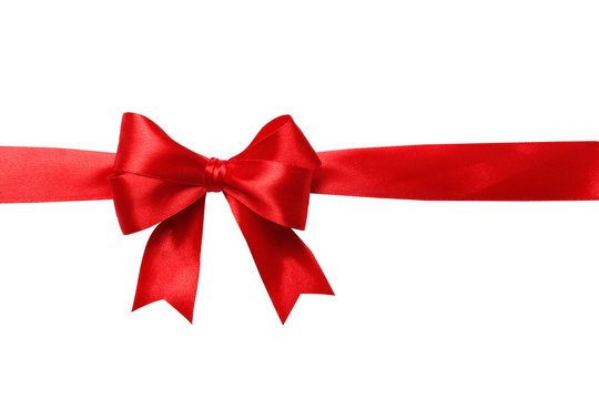 Red bow and ribbon isolated on white background. Insulation.