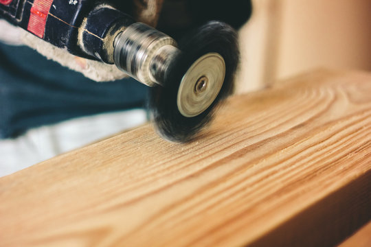 Wire Brush For Wood Working, On A Drill.