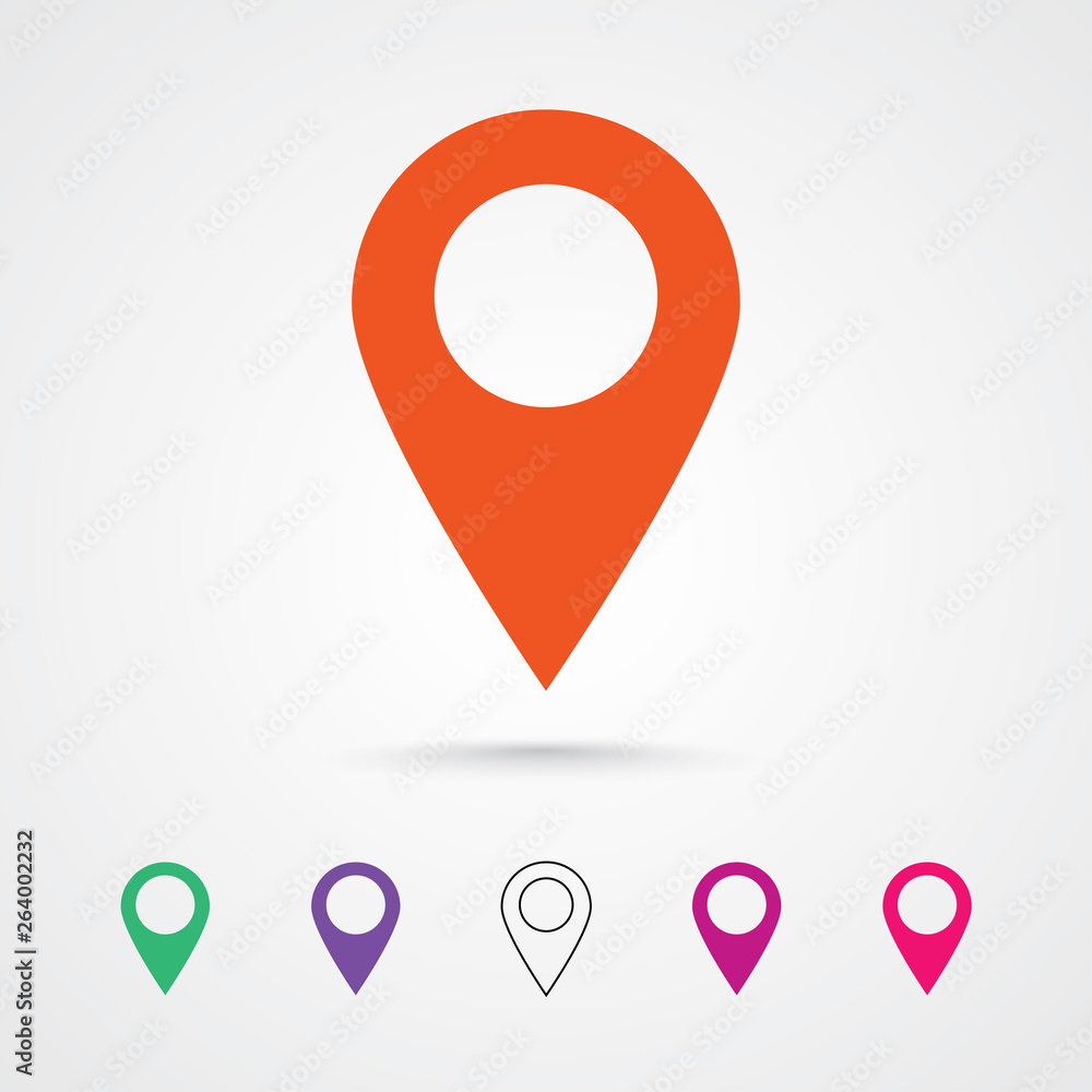 Poster map pin pointer vector set symbol isolated clipart