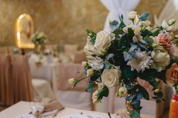wedding decor, flowers and floral design at the banquet and ceremony