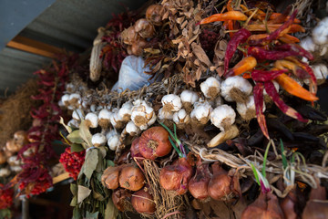 Photo of dried varieties of spices on bazaar for graphic and web design, for website or mobile app.