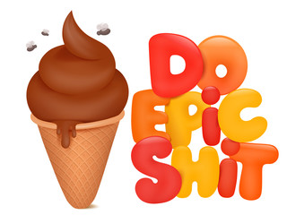 do epic shit card with poop icecream cartoon object
