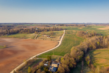 Spring evening in countryside.