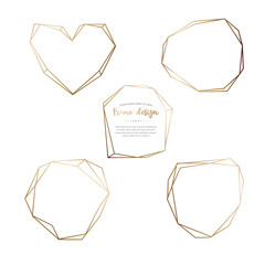 Gold polygonal frame set isolated on a white