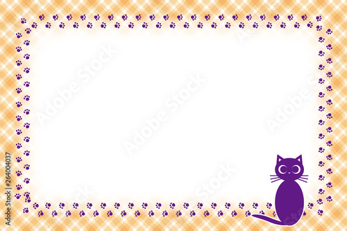 Background Wallpaper Vector Illustration Design Free Photo Frame Picture Frame Copy Space Character Text Message Title Sign Party Name Plate Card Price メッセージ枠 猫 足跡 肉球 ペット コピースペース 動物病院 広告宣伝 Wall Mural Tomo00