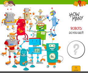 count cartoon robots educational game