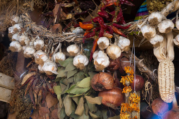 Photo of dried varieties of spices on bazaar for graphic and web design, for website or mobile app.