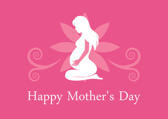 Happy Mother's Day with pregnant woman vector. Pregnant Woman Kneeling vector illustration. Silhouette of pregnant woman. Abstract pregnant woman vector illustration. Important day