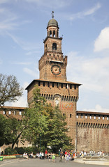Fototapeta na wymiar Torre del Filarete of the Sforza Castle in Milan. Lombardy. Italy