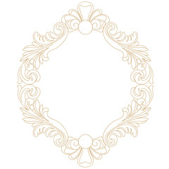 Golden vintage border frame engraving with retro ornament pattern in antique baroque style decorative design. Vector