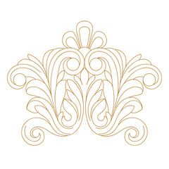 Golden vintage baroque ornament, corner. Retro pattern antique style acanthus.