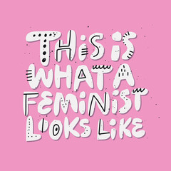 What feminist looks like girl power quote drawing