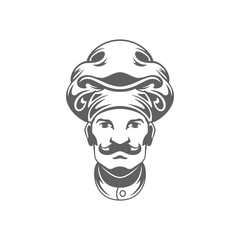 Chef man face silhouette vector Illustration isolated on white background.