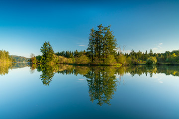 Obraz premium Calm Waters Along Mud Bay, Puget Sound At Early Morning