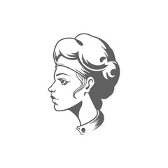 Chef woman face silhouette vector Illustration isolated on white background.