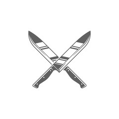 Two butcher knifes restaurant silhouette vector Illustration isolated on white background.