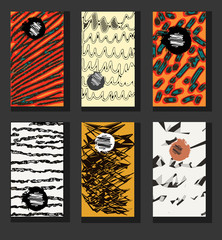 Set of dirty art urban poster cards backgrounds.