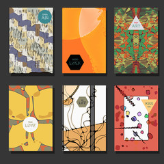 Set of abstract boho posters and cards backgrounds