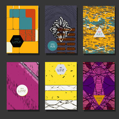 Set of dirty art urban poster cards backgrounds.