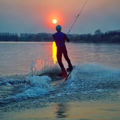 wakeboard training on the lake