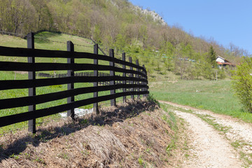 Fototapeta na wymiar wooden fence in the countryside