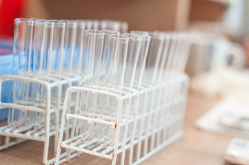 Close-up test tubes rack