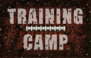 Dirty American Football Texture embossed with Training Camp - 3D Illustration