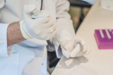 Medical syringe close-up