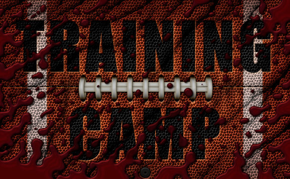 American Football Texture Embossed With Training Camp - 3D Illustration