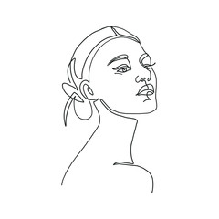 Abstract face one line drawing. Portrait a woman in modern abstract style. Hand drawn vector illustration for your contemporary fashion design