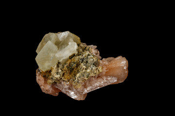 Macro stone Apophyllite mineral on black background