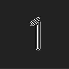 Lines number 1, thread maze style vector latin number for logo and monogram. Typography design.