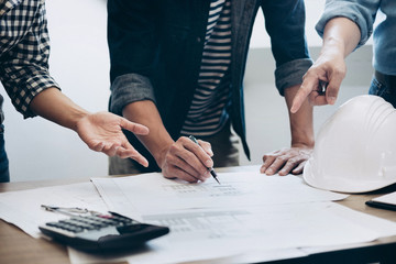 Construction and structure concept of Engineer or architect meeting for project working with...