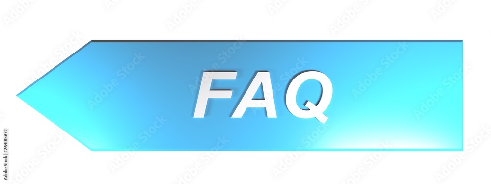 Poster faq on blue arrow - 3d rendering