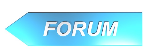 FORUM on blue arrow - 3D rendering
