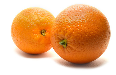 Fresh Yellow Oranges isolated on white background.