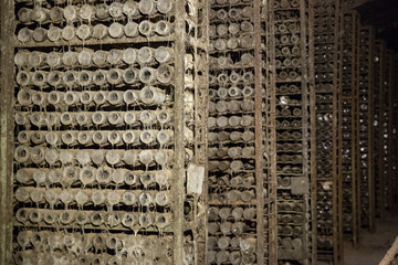 Photo of ancient wine cellar for graphic and web design, for website or mobile app.