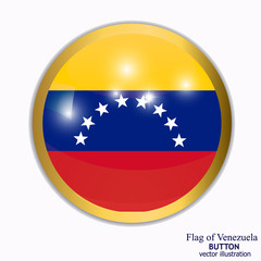 Banner with flag of Venezuela. Colorful illustration with flag for web design. Button with transparent background. Vector illustration.