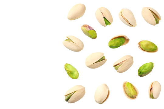 pistachio isolated on the white background. top view