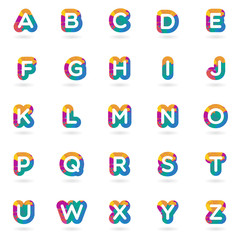 Colorful vector letter set with watercolor pattern
