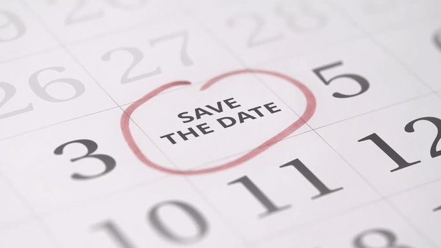 Marked the fourth 4 day of a month in the calendar transforms into SAVE THE DATE text