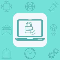Locked laptop vector icon sign symbol