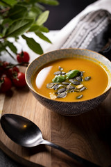 Pumpkin soup, creamy pumpkin soup, a nutritious hot meal