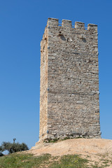 Ancient Byzantine Tower in town of Nea Fokea, Kassandra, Chalkidiki, Central Macedonia, Greece