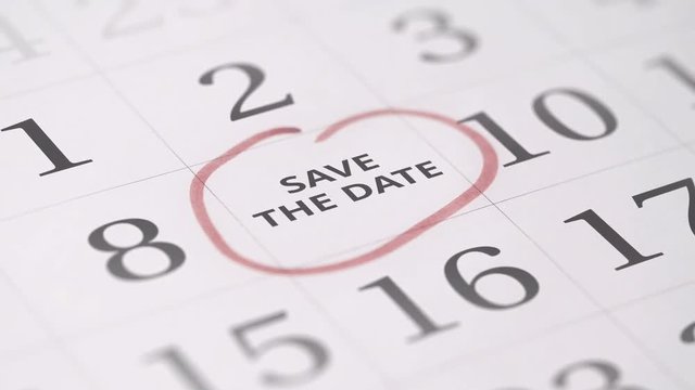 Marked the nineth 9 day of a month in the calendar transforms into SAVE THE DATE text