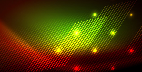 Neon glowing wave, magic energy and light motion background