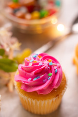 bright holiday cakes, with a nice blur and lights